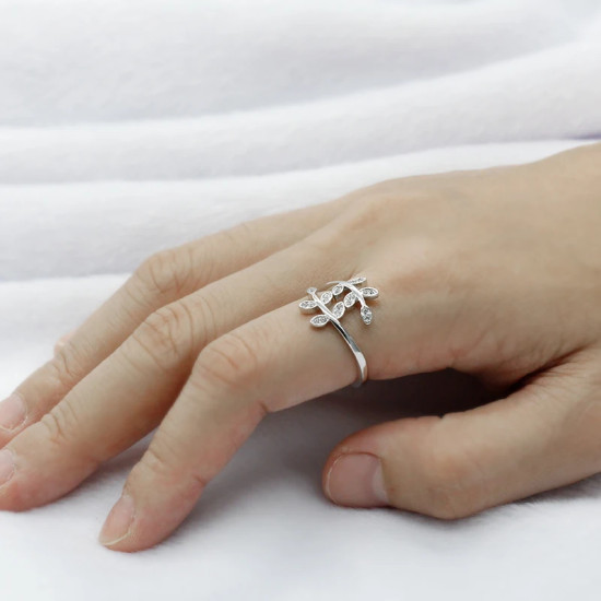 Anillo abierto con forma de hojas ajustable, joyería bonita de amor a la moda para mujeres, regalos para niñas y niños, anillos de boda - malaquita tienda 36