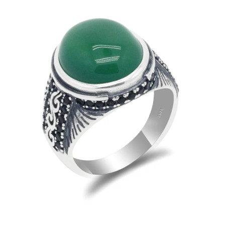 Anillo de Plata de Ley 925 con piedra de ágata Natural para hombre, joyería fina con diseño exquisito, de CZ negro, para boda Anillo de Plata de Ley 925 con piedra de ágata Natural para hombre, joyería fina con diseño exquisito, de CZ negro, para boda