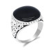 Anillo negro turco de Plata de Ley 925 para hombre y mujer, anillo esmaltado negro, diseño tallado Vintage Original, joyería - malaquita tienda 36