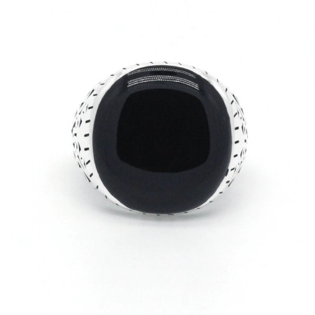 Anillo negro turco de Plata de Ley 925 para hombre y mujer, anillo esmaltado negro, diseño tallado Vintage Original, joyería