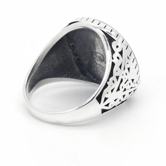 Anillo negro turco de Plata de Ley 925 para hombre y mujer, anillo esmaltado negro, diseño tallado Vintage Original, joyería - malaquita tienda 36