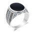 Anillo de Plata de Ley 925 auténtica para hombre, anillo ovalado grande de esmalte negro para hombre, estilo Retro Vintage, joyería turca hecha a mano, regalo
