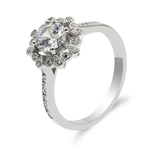 Anillos de plata 925 para mujer, joyería elegante de belleza para mujer, anillo grande de flor de CZ, joyería de moda, regalo, anillos de boda finos - malaquita tienda 36