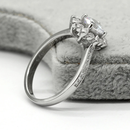 Anillos de plata 925 para mujer, joyería elegante de belleza para mujer, anillo grande de flor de CZ, joyería de moda, regalo, anillos de boda finos - malaquita tienda 36