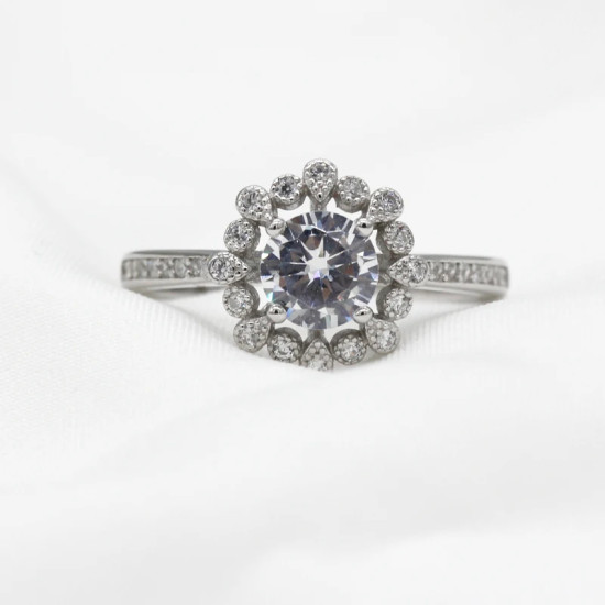 Anillos de plata 925 para mujer, joyería elegante de belleza para mujer, anillo grande de flor de CZ, joyería de moda, regalo, anillos de boda finos - malaquita tienda 36