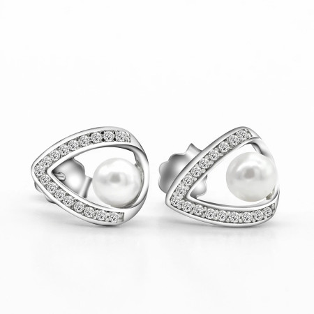 Pendientes pequeños de Zirconia cúbica para mujer, aretes pequeños y elegantes con perlas naturales de agua dulce, de alta calidad Pendientes pequeños de Zirconia cúbica para mujer, aretes pequeños y elegantes con perlas naturales de agua dulce, de alta calidad