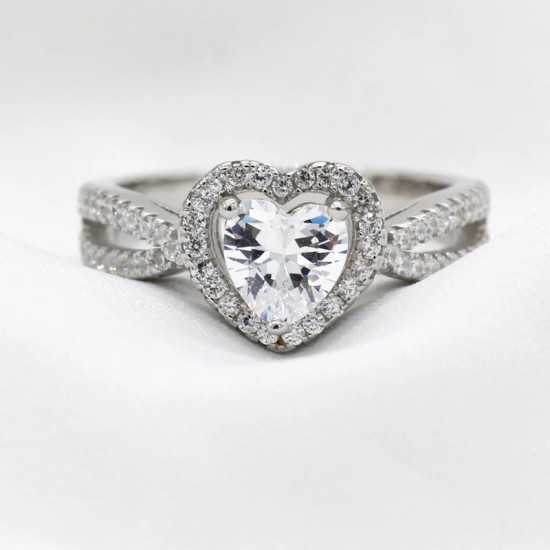 Anillos de plata esterlina 925 para mujer, joyas de boda de piedra CZ, joyas únicas de doble Corazón de estilo clásico, regalo de joyería fina - malaquita tienda 36