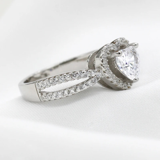 Anillos de plata esterlina 925 para mujer, joyas de boda de piedra CZ, joyas únicas de doble Corazón de estilo clásico, regalo de joyería fina - malaquita tienda 36