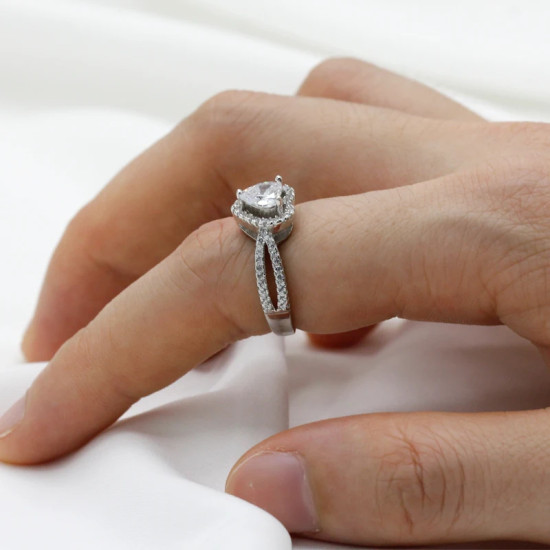 Anillos de plata esterlina 925 para mujer, joyas de boda de piedra CZ, joyas únicas de doble Corazón de estilo clásico, regalo de joyería fina - malaquita tienda 36