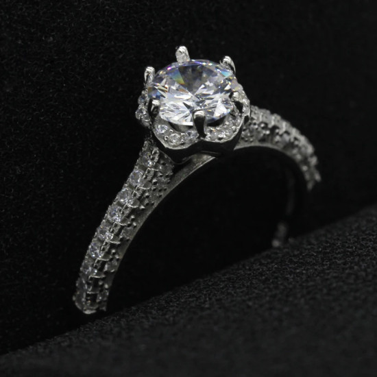 Anillos de plata de ley 925 para mujer, anillos de boda, flor hermosa de estilo clásico, piedra de circonia cúbica deslumbrante, joyería fina, regalos - malaquita tienda 36