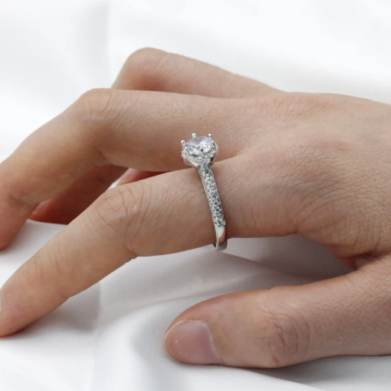 Anillos de plata de ley 925 para mujer, anillos de boda, flor hermosa de estilo clásico, piedra de circonia cúbica deslumbrante, joyería fina, regalos - malaquita tienda 36