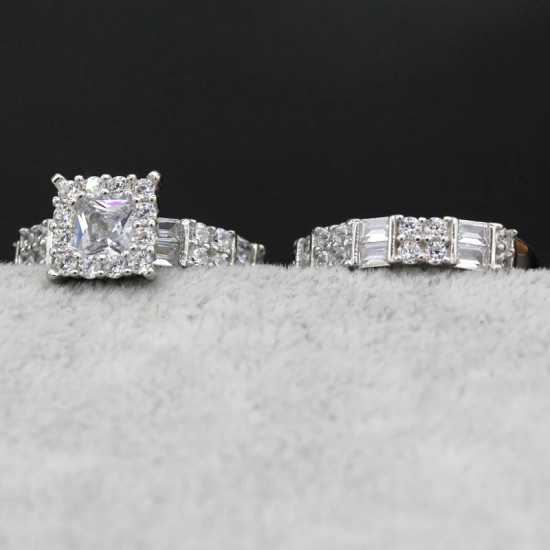 Anillo de plata de primera ley y Circonia cúbica para mujer, sortija, plata esterlina 925, Circonia cúbica, zirconia, circonita, zirconita, brillante, 2 unidades - malaquita tienda 36