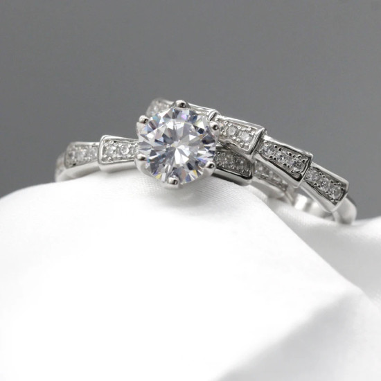 Juego de 2 uds de anillos redondos de Plata de Ley 925 auténtica CZ Stone para mujer, estilo clásico elegante, regalo de joyería de compromiso a la moda - malaquita tienda 36