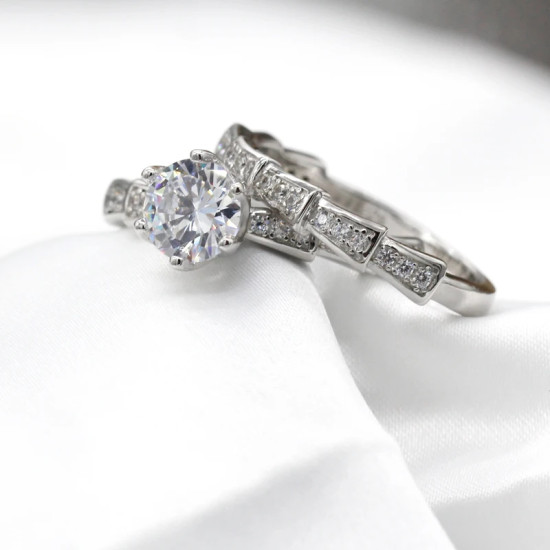 Juego de 2 uds de anillos redondos de Plata de Ley 925 auténtica CZ Stone para mujer, estilo clásico elegante, regalo de joyería de compromiso a la moda - malaquita tienda 36