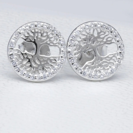 Pendientes de árbol de Plata de Ley 925 para mujer, aretes de árbol de la vida, simples, joyería fina hecha a mano Pendientes de árbol de Plata de Ley 925 para mujer, aretes de árbol de la vida, simples, joyería fina hecha a mano