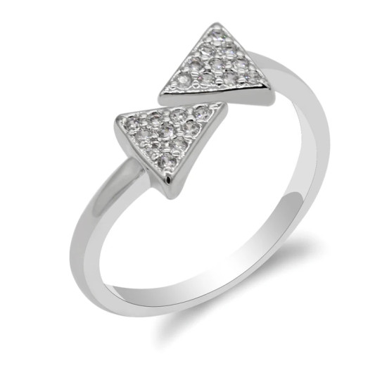Anillos abiertos de doble triángulo para mujer, joyería de circonia cúbica Ajustable para dedo, estilo romántico, joyería de moda de alta calidad - malaquita tienda 36