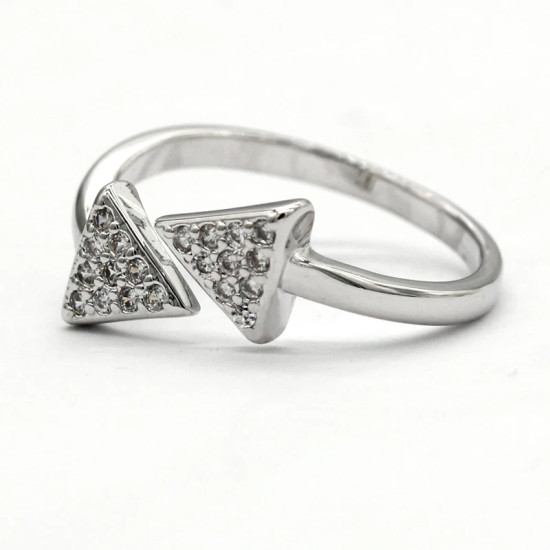 Anillos abiertos de doble triángulo para mujer, joyería de circonia cúbica Ajustable para dedo, estilo romántico, joyería de moda de alta calidad - malaquita tienda 36