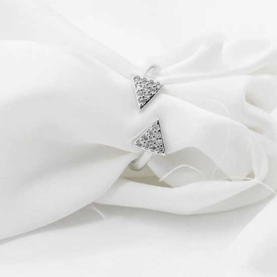 Anillos abiertos de doble triángulo para mujer, joyería de circonia cúbica Ajustable para dedo, estilo romántico, joyería de moda de alta calidad - malaquita tienda 36