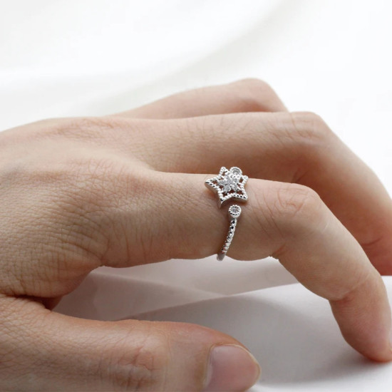 Anillos de boda para mujer, anillos de estrella Retro Vintage para mujer, regalo de fiesta, deslumbrante, Circonia cúbica, anillos de dedo de tamaño ajustable - malaquita tienda 36