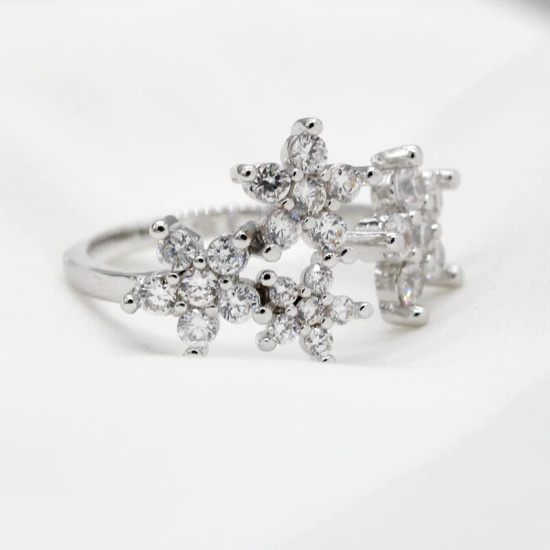 Anillos de boda de estilo romántico para mujer, 4 estrellas, ajustables, deslumbrantes, de piedra CZ, joyería de moda - malaquita tienda 36