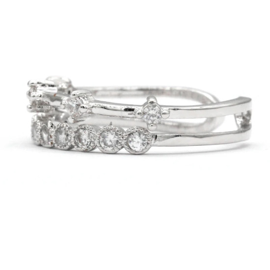 Anillos multicapa de diseño bonito para mujer, anillos de circonia cúbica Simple y elegante, anillos de dedo de tamaño ajustable, regalo de joyería - malaquita tienda 36