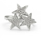 Anillo de circonia cúbica para mujer, sortija de 3 estrellas de estilo romántico, Color blanco, brillante, ajustable, a la moda - malaquita tienda 36