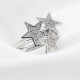 Anillo de circonia cúbica para mujer, sortija de 3 estrellas de estilo romántico, Color blanco, brillante, ajustable, a la moda - malaquita tienda 36