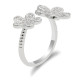 Anillos abiertos de doble flor para mujer, anillos de dedo de tamaño ajustable para mujer, estilo romántico, deslumbrante, piedra CZ, joyería de moda - malaquita tienda 36