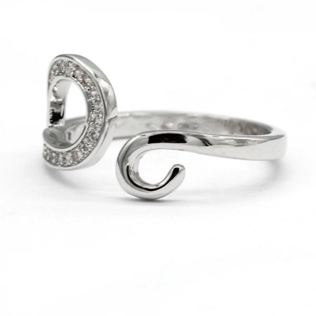 Anillos abiertos de circonia cúbica para mujer, sortija con ondas simples, Color blanco, tamaño ajustable, joyería fina