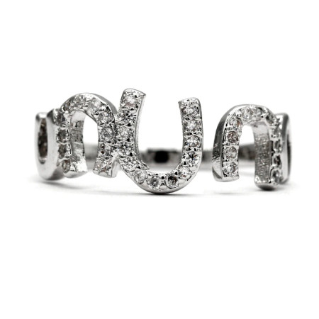 Anillo abierto con forma de corazón y letras para mujer, sortija de boda de estilo romántico, ajustable, deslumbrante, CZ, joyería de moda Anillo abierto con forma de corazón y letras para mujer, sortija de boda de estilo romántico, ajustable, deslumbrante, CZ, joyería de moda