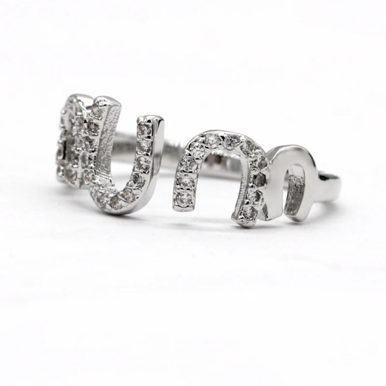Anillo abierto con forma de corazón y letras para mujer, sortija de boda de estilo romántico, ajustable, deslumbrante, CZ, joyería de moda - malaquita tienda 36