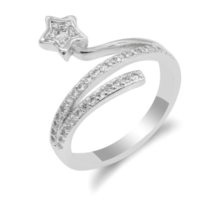 Anillos abiertos de circonia cúbica para mujer, joyería elegante con estrella elevada, estilo de moda, deslumbrante, para compromiso/boda