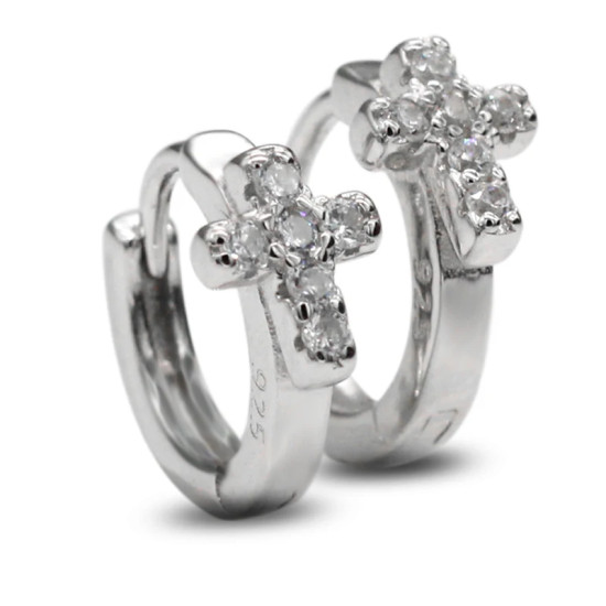 Pendientes de plata de ley 925 auténtica para mujer, aretes redondos de circonita cúbica, pendientes de Cruz geométrica, regalo fino de plata de ley - malaquita tienda 36
