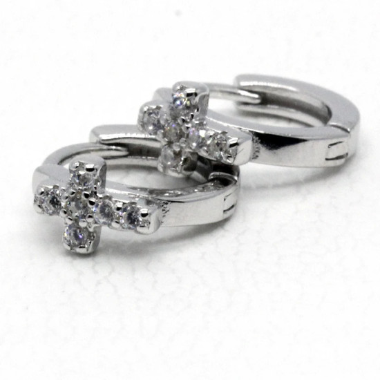 Pendientes de plata de ley 925 auténtica para mujer, aretes redondos de circonita cúbica, pendientes de Cruz geométrica, regalo fino de plata de ley - malaquita tienda 36