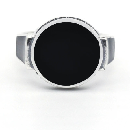 Anillo turco de Plata de Ley 925 auténtica para mujer, joya tailandesa de esmalte negro, estilo clásico, joyería fina de alta calidad