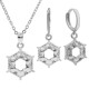 Exquisito Collar de plata de ley 925 geométrico, pendientes de aro, forma hexagonal clásica, conjunto de joyería nupcial, regalo fino - malaquita tienda 36