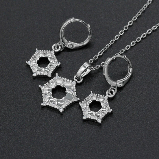 Exquisito Collar de plata de ley 925 geométrico, pendientes de aro, forma hexagonal clásica, conjunto de joyería nupcial, regalo fino - malaquita tienda 36