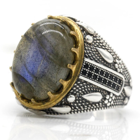 Anillo de Plata de Ley 925 con piedra lunar Natural para hombre, sortija de dedo estilo Punk, gota de agua, buena suerte, joyería hecha a mano, regalo de boda Anillo de Plata de Ley 925 con piedra lunar Natural para hombre, sortija de dedo estilo Punk, gota de agua, buena suerte, joyería hecha a mano, regalo de boda