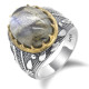 Anillo de Plata de Ley 925 con piedra lunar Natural para hombre, sortija de dedo estilo Punk, gota de agua, buena suerte, joyería hecha a mano, regalo de boda - malaquita tienda 36