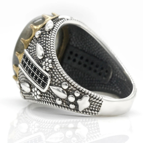 Anillo de Plata de Ley 925 con piedra lunar Natural para hombre, sortija de dedo estilo Punk, gota de agua, buena suerte, joyería hecha a mano, regalo de boda - malaquita tienda 36