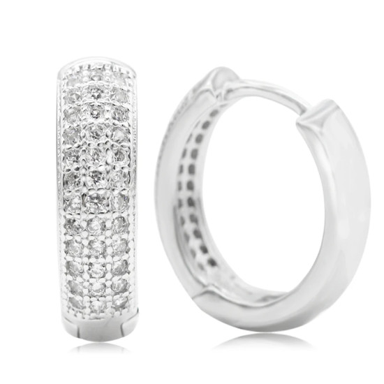 Pendientes de aro de Plata de Ley 925 con piedra CZ para mujer, arete de boda de diseño Simple clásico, joyería de moda, regalo - malaquita tienda 36