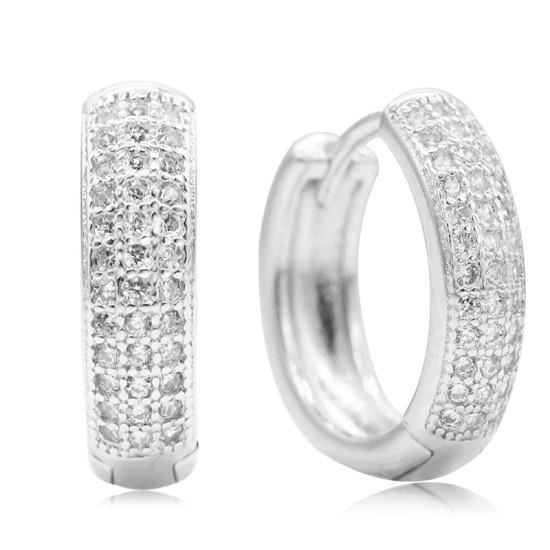 Pendientes de aro de Plata de Ley 925 con piedra CZ para mujer, arete de boda de diseño Simple clásico, joyería de moda, regalo - malaquita tienda 36