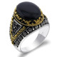 Anillo de Plata de Ley 925 con piedra de ágata Natural negra para hombre, joyería turca hecha a mano, Shofar, súper genial - malaquita tienda 36