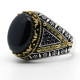 Anillo de Plata de Ley 925 con piedra de ágata Natural negra para hombre, joyería turca hecha a mano, Shofar, súper genial - malaquita tienda 36