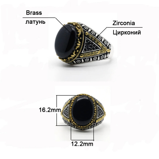 Anillo de Plata de Ley 925 con piedra de ágata Natural negra para hombre, joyería turca hecha a mano, Shofar, súper genial - malaquita tienda 36