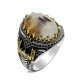 Plata de Ley 925 auténtica hombres anillos Oval piedra de ágata Natural anillos de Castillo de plata tailandesa hombres anillos turco Anillos y joyas para boda anillo para hombre con piedra - malaquita tienda 36