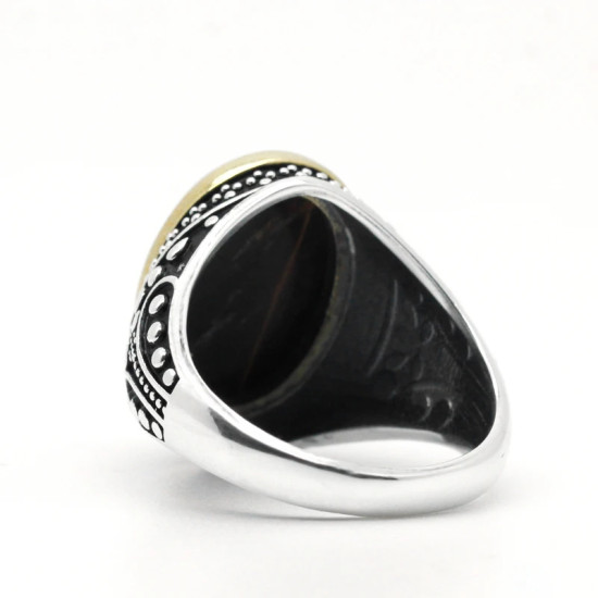 Todas las estaciones-anillo Vintage Punk para hombre, de ojo de Tigre, Color negro clásico, plata 925, Bijoux Aneis, regalo de joyería - malaquita tienda 36