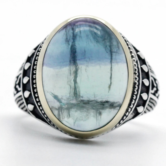 Anillos de plata de ley 925 con piedra azul Natural para hombre, joyería fina, exquisita, para fiesta y boda - malaquita tienda 36
