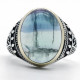 Anillos de plata de ley 925 con piedra azul Natural para hombre, joyería fina, exquisita, para fiesta y boda - malaquita tienda 36