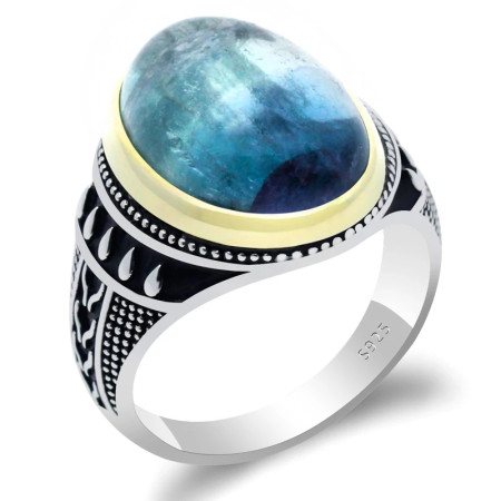 Anillos de plata de ley 925 con piedra azul Natural para hombre, joyería fina, exquisita, para fiesta y boda Anillos de plata de ley 925 con piedra azul Natural para hombre, joyería fina, exquisita, para fiesta y boda